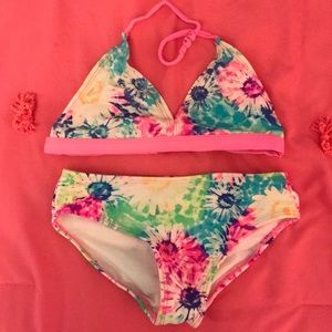 OP girls triangle tip bikini with floral print